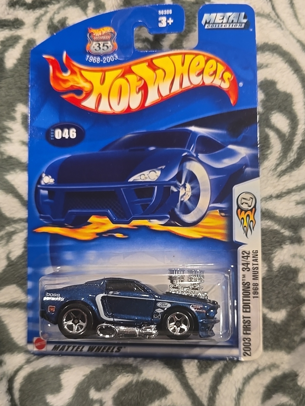 Hot Wheels 1968 '68 Ford Mustang #46 Blue First Editions